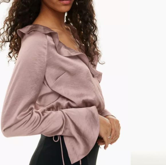 Spartina Satin BlouseSatin V-neck ruffle blouse - Picture 3 of 10